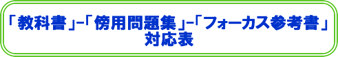 「教科書」「傍用問題集」「参考書」対応表