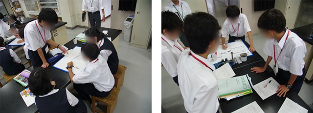 図１　話し合い中の生徒の様子