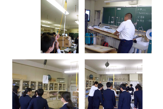 生徒が道具を体験する様子