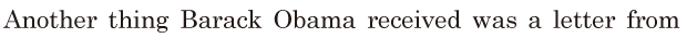 Another thing Barack Obama received / was a letter from 