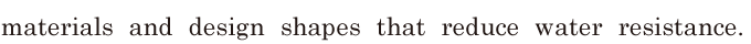 materials and <span class='nw'>design</span> shapes / that <span class='nw'>reduce</span> water <span class='nw'>resistance</span>. // 