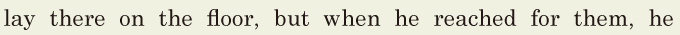 lay there on the floor, / but when he reached for them, / he 