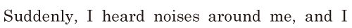 Suddenly, / I heard noises around me, / and I 
