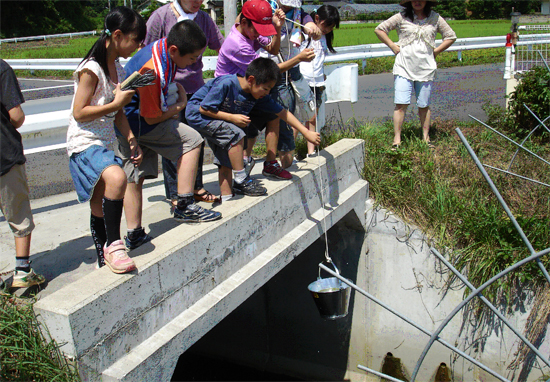 2008年7月　学校近くの高橋川の水質調査