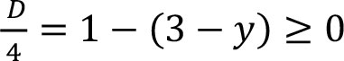 D/4=1-(3-y)>=0