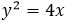 y^2=4x