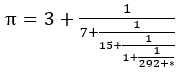 π=3+1/(7+1/(15+1/(1+1/(292+*))))