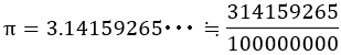 π=3.14159265･･･≒314159265/100000000