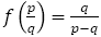 f(p/q)=q/(p-q)