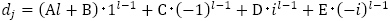 d_j=(Al+B)･1^(l-1)+C･(-1)^(l-1)+D･i^(l-1)+E･(-i)^(l-1)