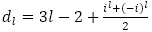 d_l=3l-2+(i^l+(-i)^l)/2