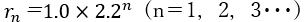 r_n=1.0x2.2^n (n=1,2,3・・・)