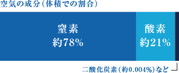 空気の成分（体積での割合）