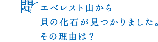 問 エベレスト山から買いの化石が見つかりました。その理由は？