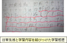 日常生活と学習内容を結びつけた学習感想