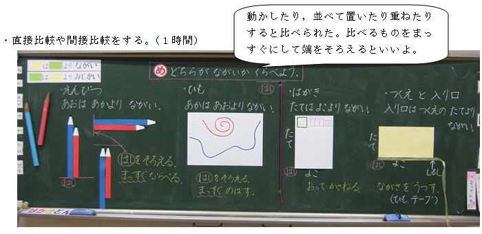 ・直接比較や間接比較をする。（１時間）