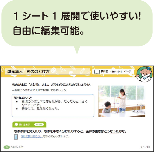 イメージ画像:1シート1展開で使いやすい！自由に編集可能。