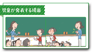 児童の様子を尋ねる場面