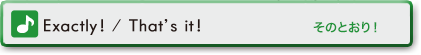 Exactly! / That’s it! (そのとおり!)