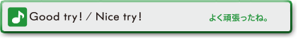 Good try! / Nice try! (よくがんばったね!)