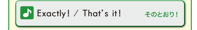Exactly! / That’s it! (そのとおり!)