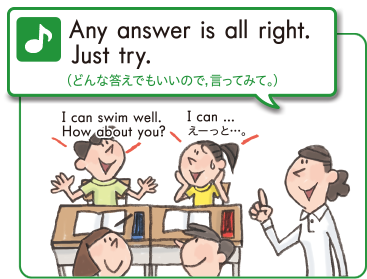 Any answer is all right. Just try.（どんな答えでもいいので，言ってみて。）