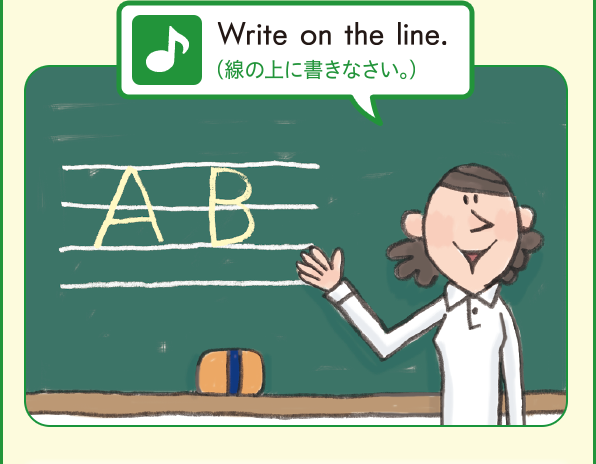 Write on the line.（線の上に書きなさい。）