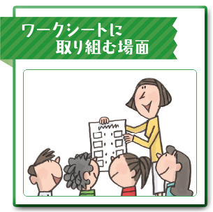 ワークシートに取り組む場面