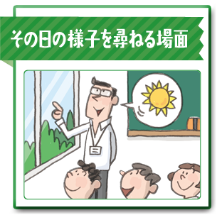 その日の様子を尋ねる場面