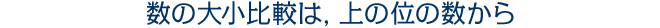 数の大小比較は，上の位の数から